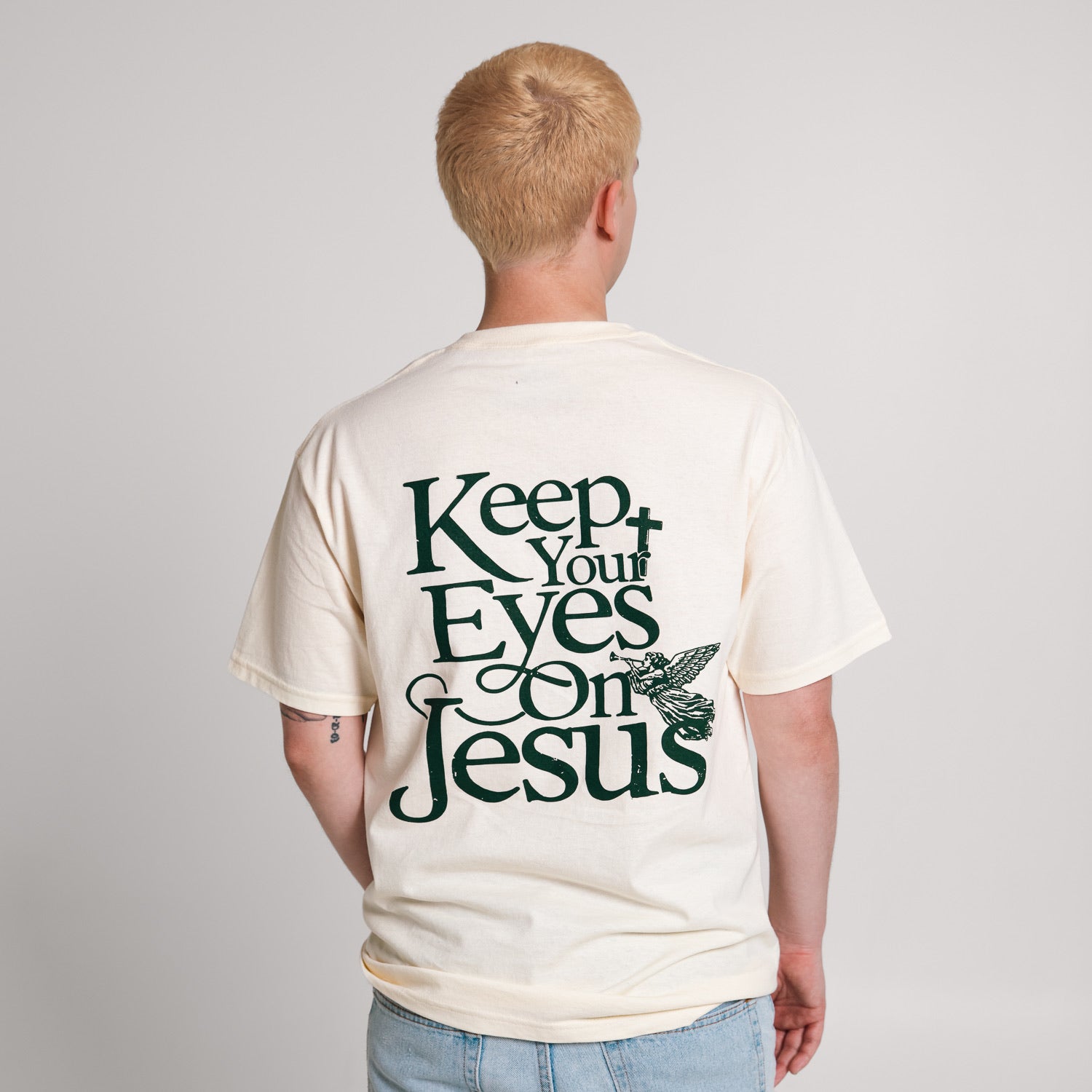 Keep Your Eyes On Jesus Cream Tee