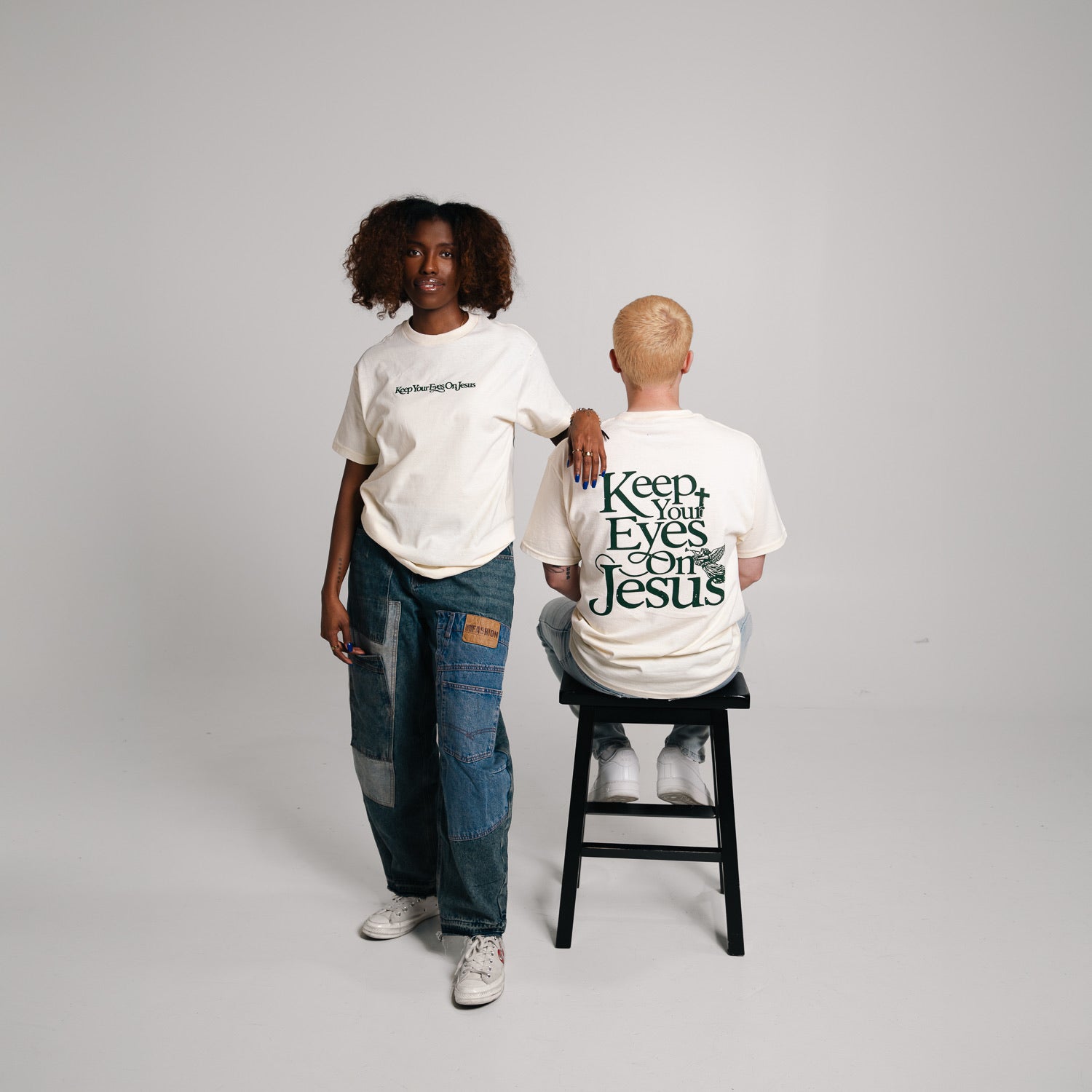 Keep Your Eyes On Jesus Cream Tee